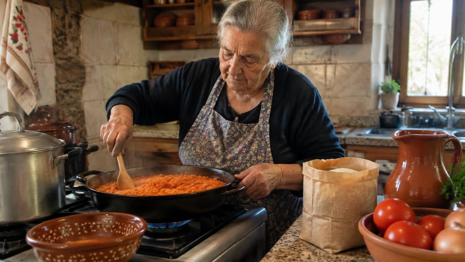 Com um saco de arroz de 1kg, D. Luísa faz sete jantares para a semana inteira