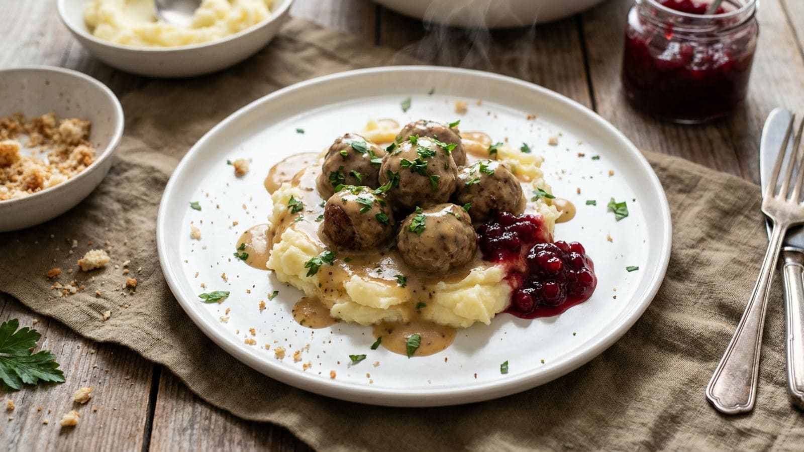 Almôndegas Suecas Portuguesas: Receita Fácil com Puré Cremoso e Molho de Compota (estilo IKEA)