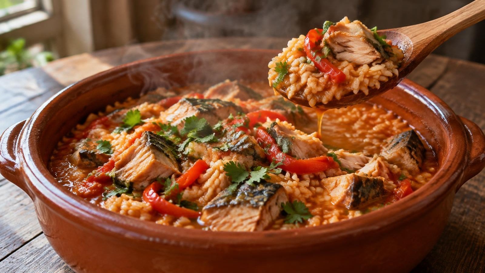 Arroz de Cavala Malandrinho com Pimento e Coentros