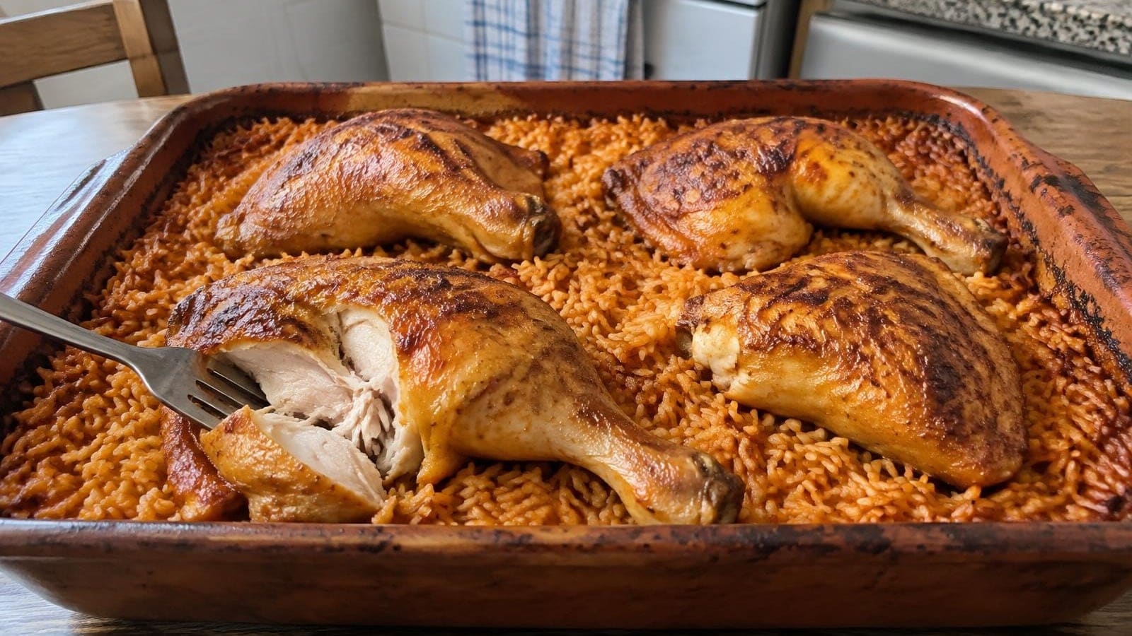 Arroz de Forno com Frango e Crosta Dourada