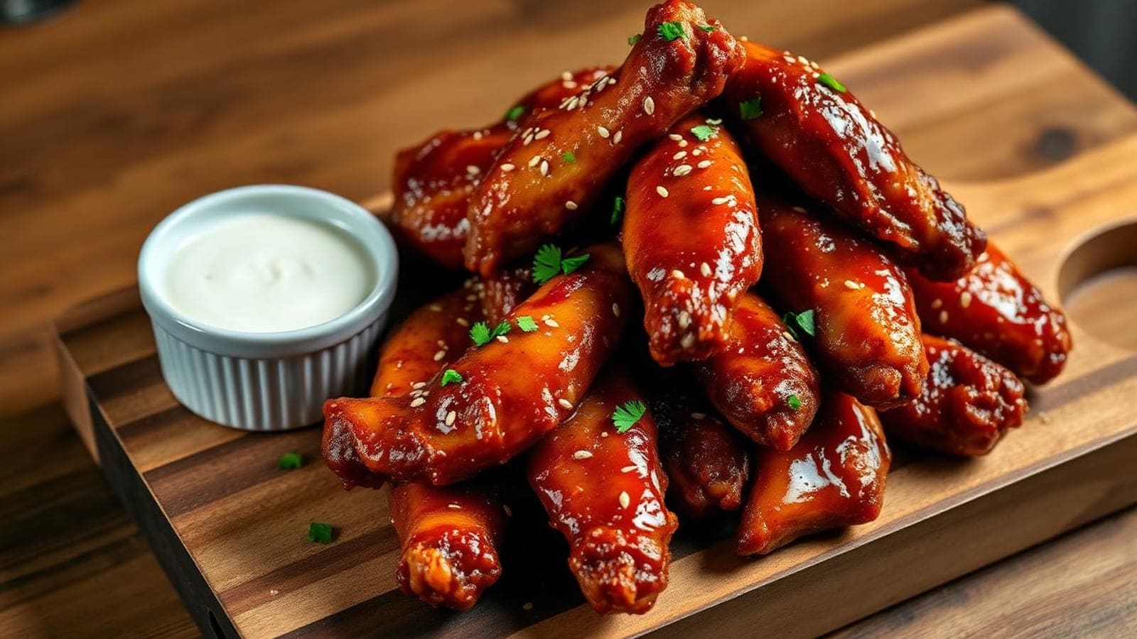 Asas de Frango Crocantes na Airfryer com Molho BBQ Caseiro e Dip de Iogurte (4,90€/4 Pessoas)