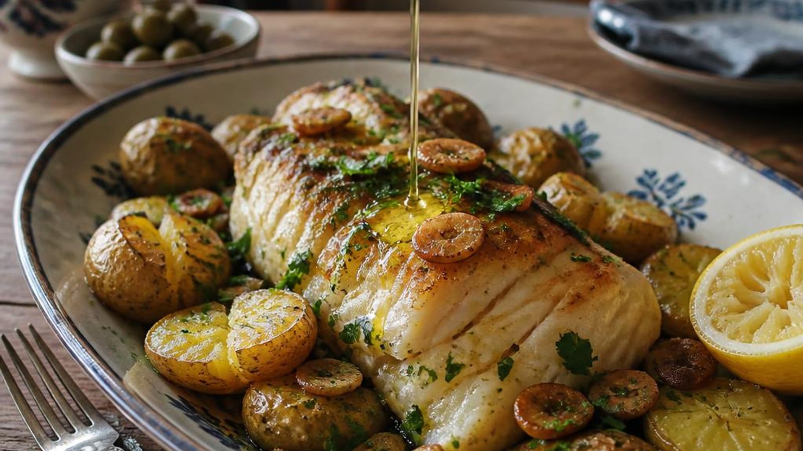 Bacalhau à Lagareiro no Forno com Batata a Murro