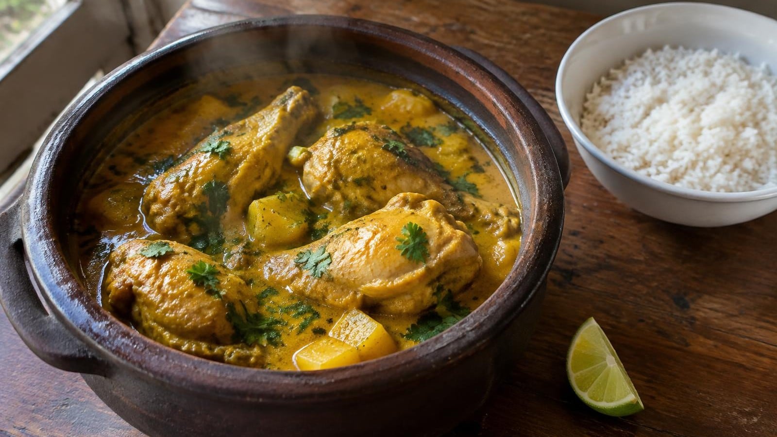 Caril de Frango Cremoso com Batata e Arroz
