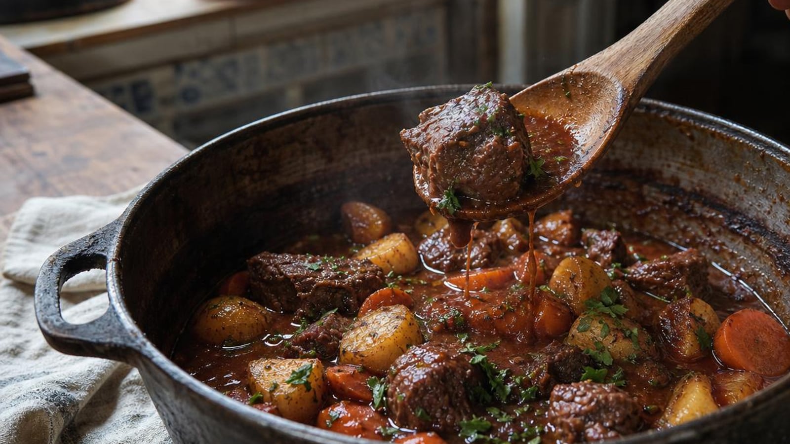 Carne de Vaca Guisada com Batata e Cenoura