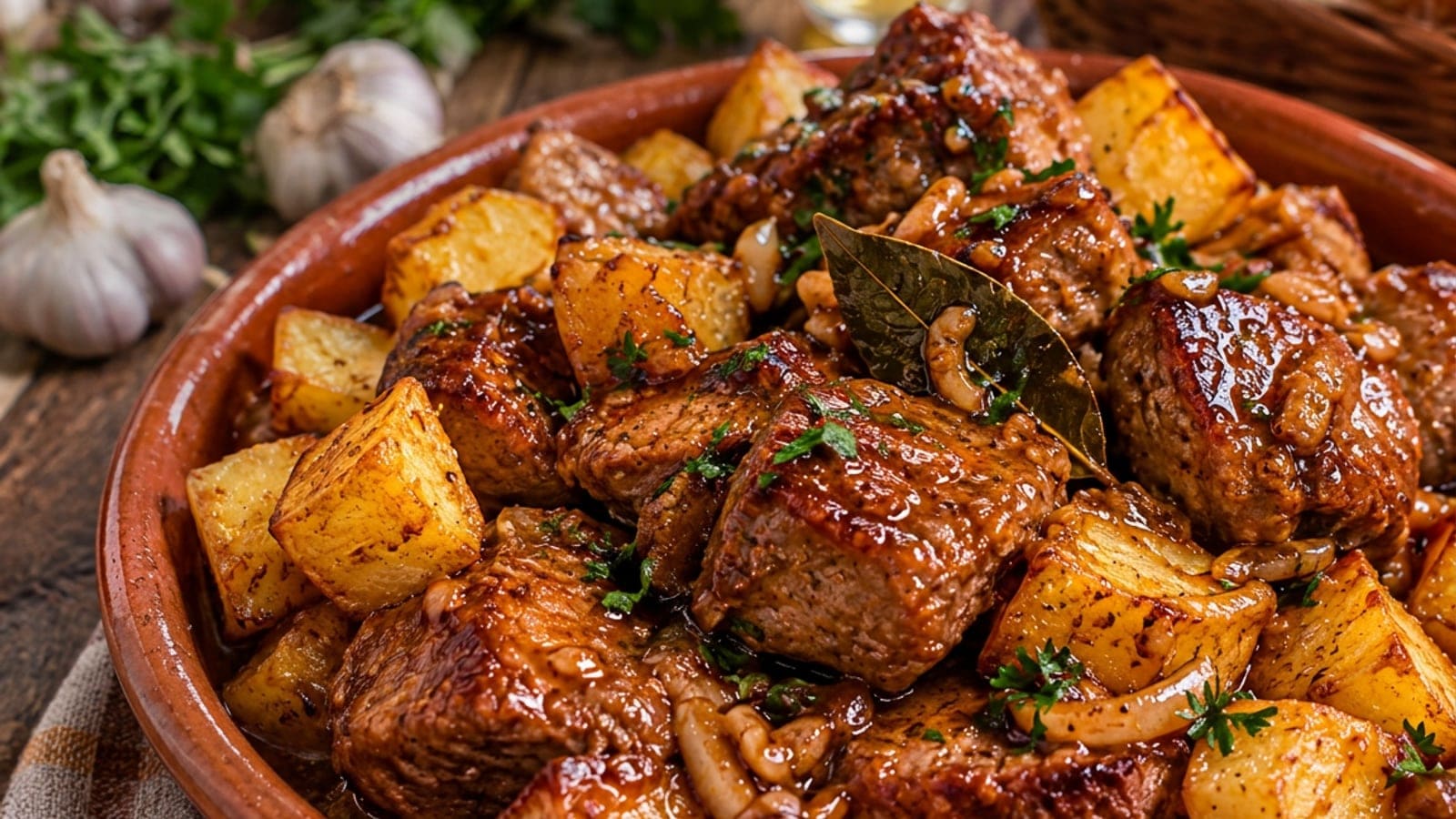 Carne de Vinha d'Alhos com Batatas aos Cubos