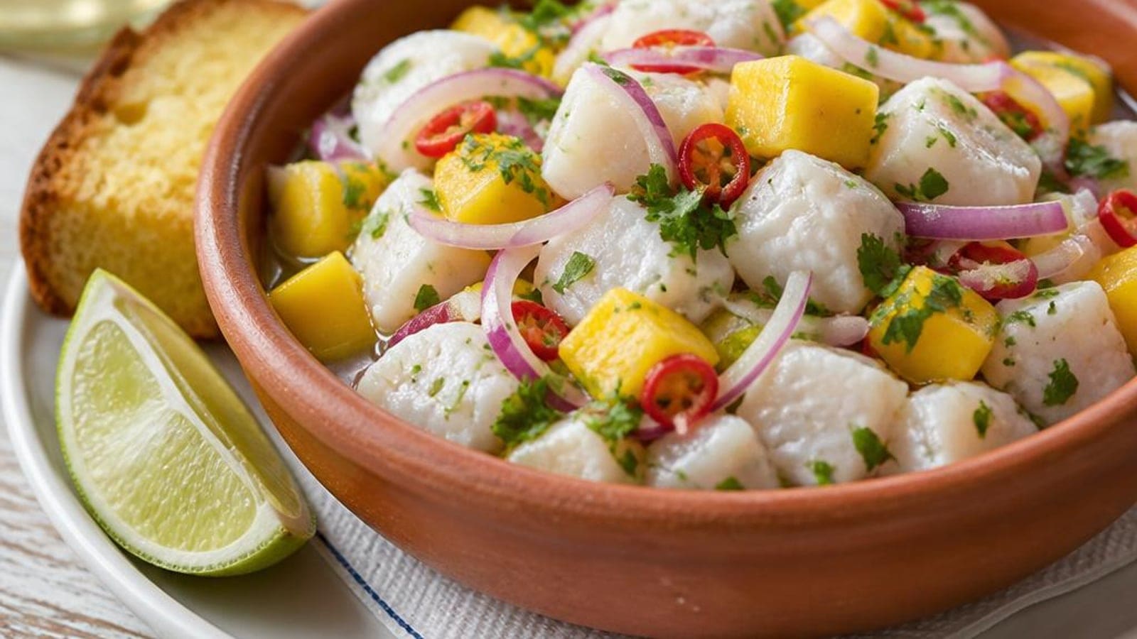 Ceviche Português de Robalo com Manga, Lima, Coentros e Broa Torrada — o Petisco Fresco Mais Viral do Verão 2026 (4,95€/4 Pessoas)