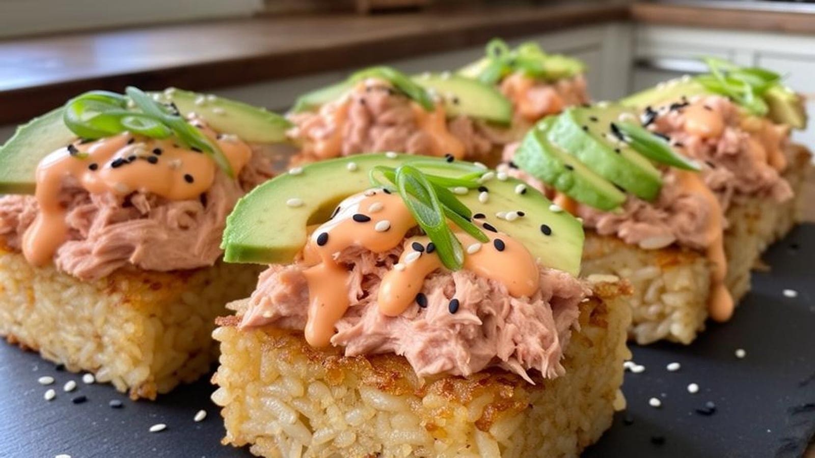 Crispy Rice com Atum Picante e Maionese de Sriracha