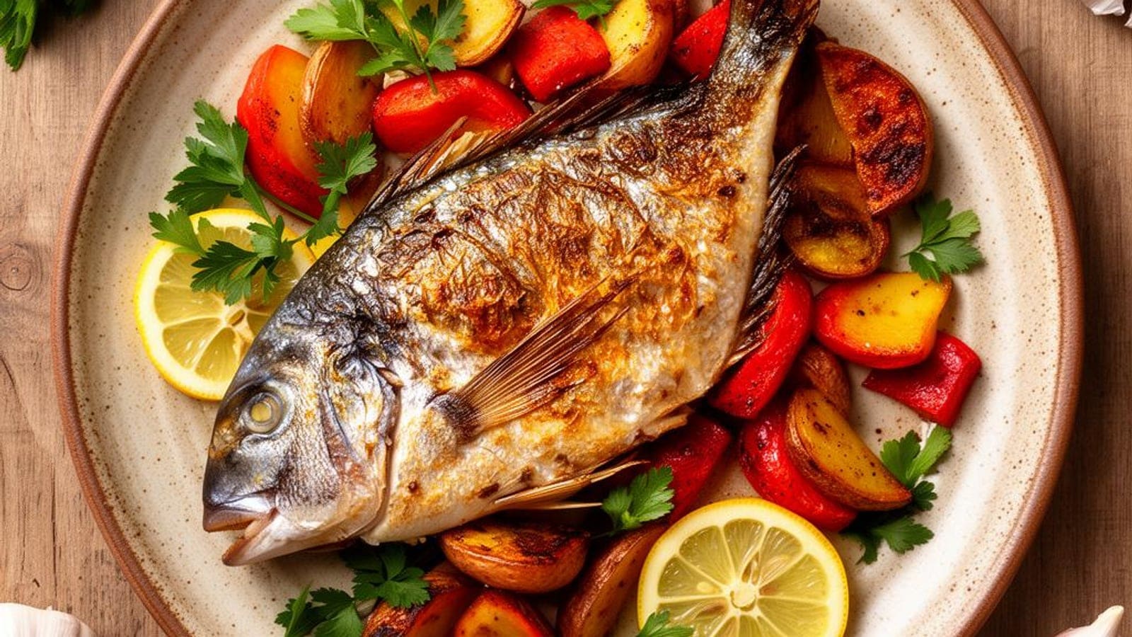 Dourada Fresca no Forno com Batata Vermelha e Limão