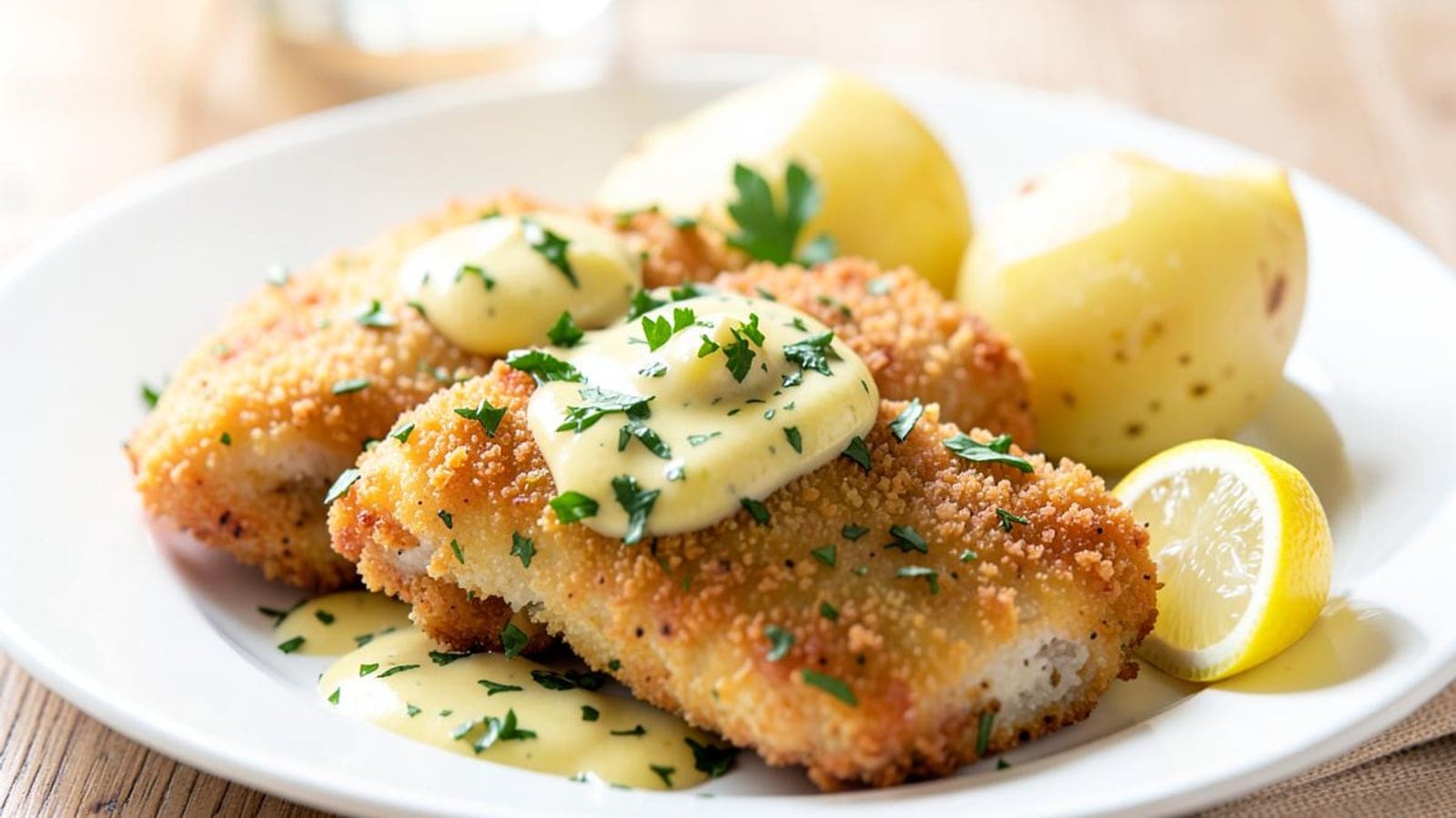 Filetes de Pescada com Molho de Ervas e Limão