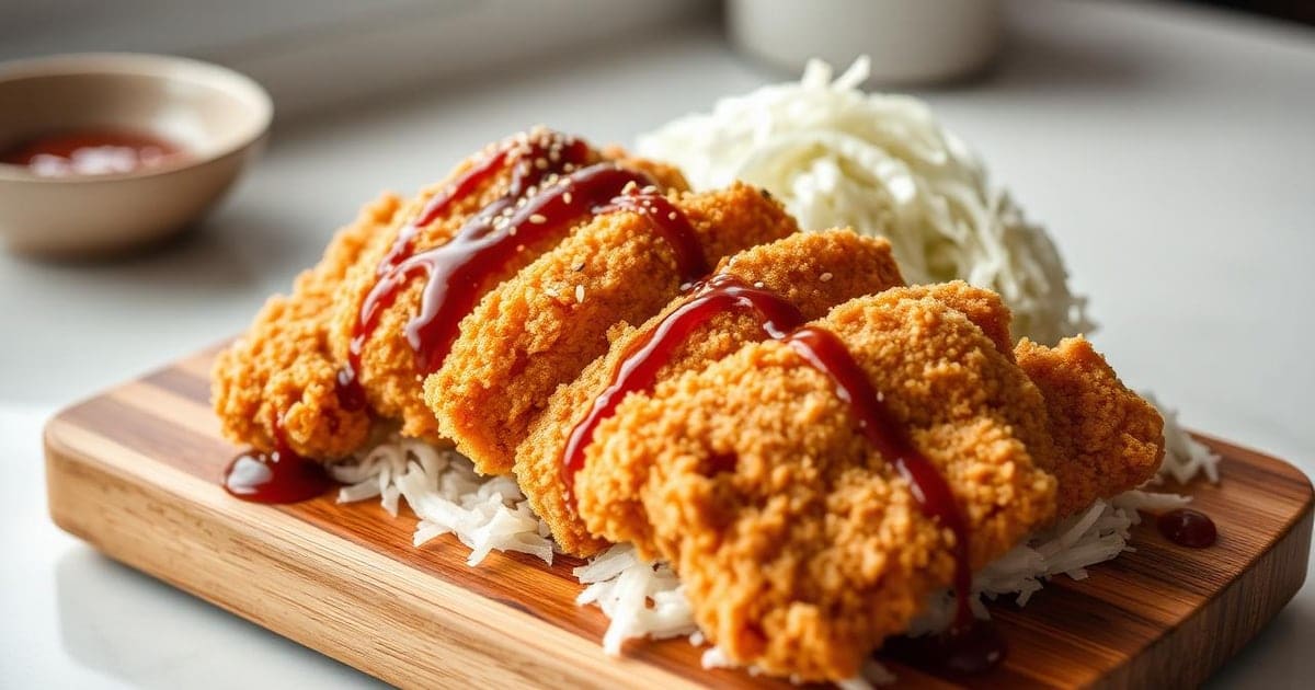 Frango Katsu Crocante na Airfryer com Arroz e Molho Tonkatsu