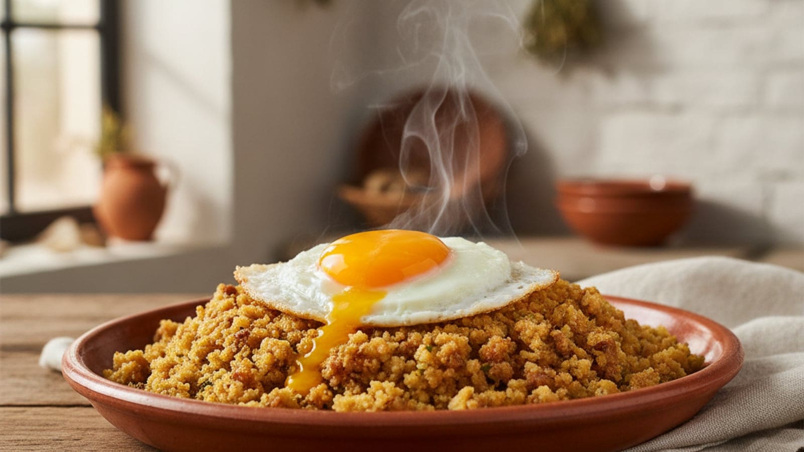 Migas Alentejanas com Ovo