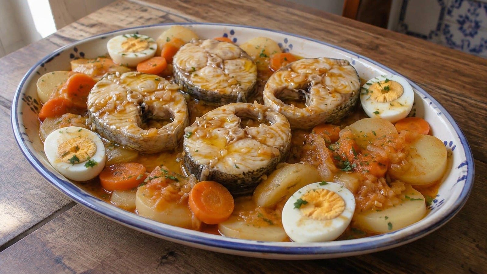 Pescada à Poveira com Batata e Molho Fervido