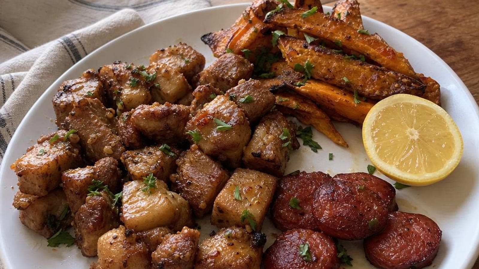 Rojões à Minhota na Airfryer com Batata-Doce