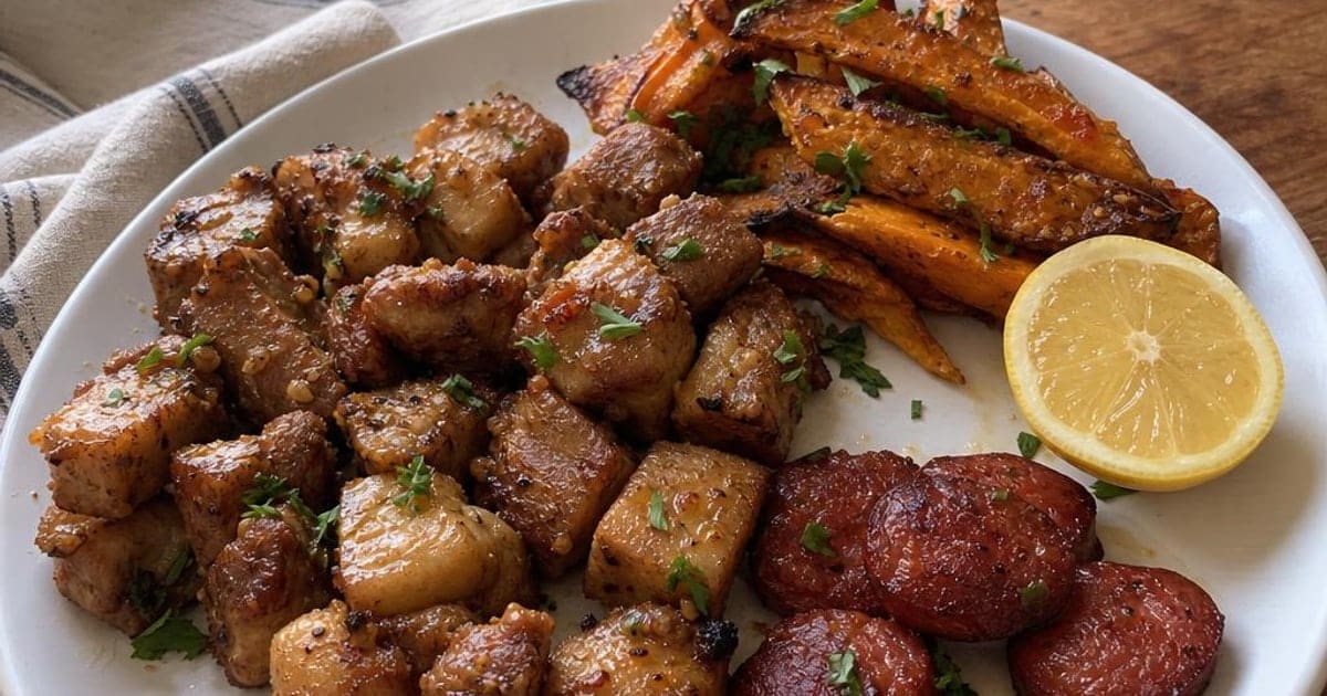 Rojões à Minhota na Airfryer com Batata-Doce