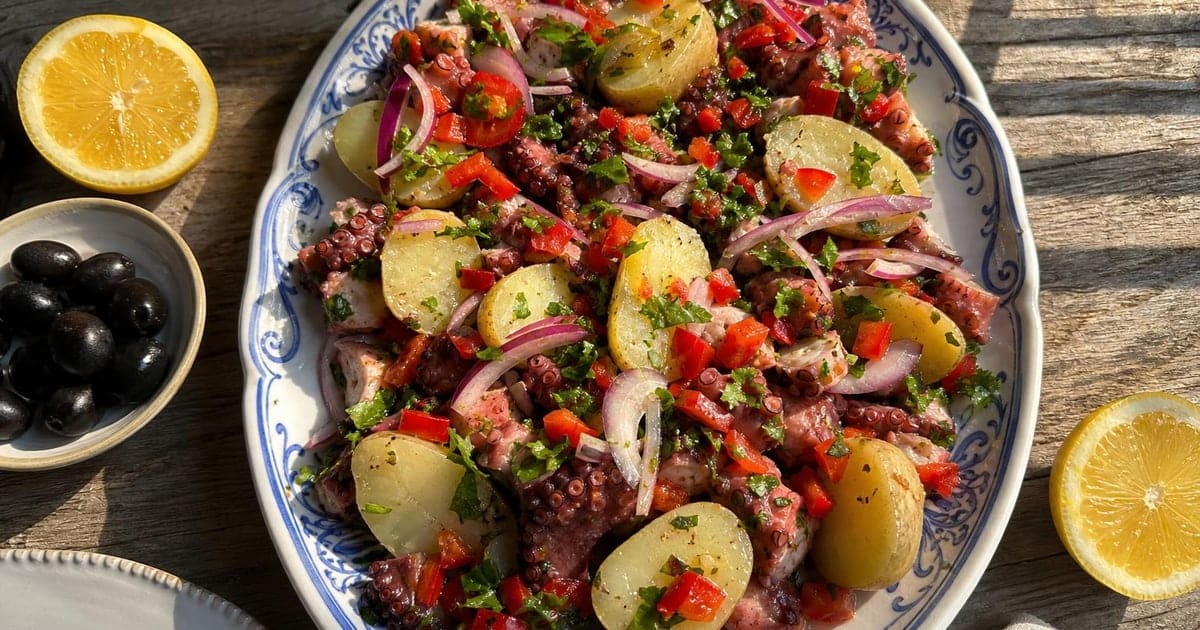 Salada de Polvo à Portuguesa com Batata Nova e Pimentos